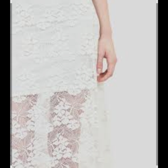 The Kooples Elegant Lace A-Line Midi Skirt With Semi Partial Lining- In Ecru - Picture 5 of 6